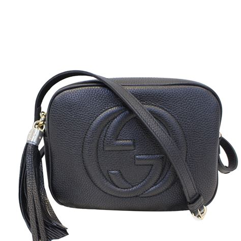 gucci black pebble elather purse|Gucci shoulder bag sale.